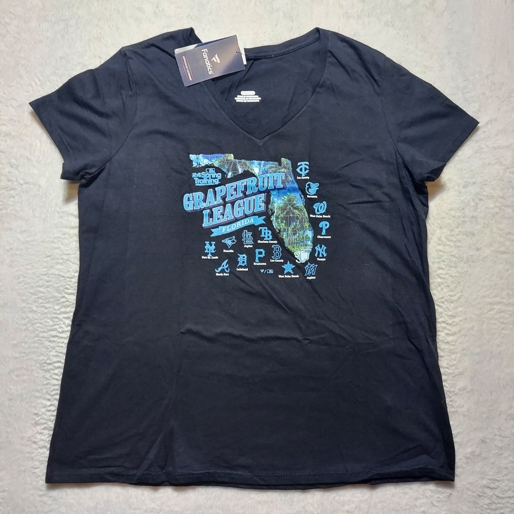 Fanatics MLB Grapefruit League Shirt Women XL Black 2024 Spring Training V-Neck